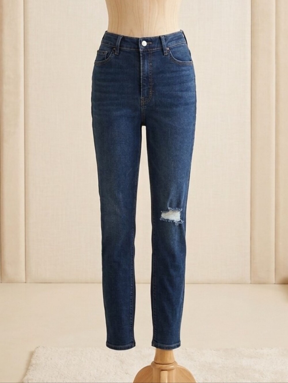 Old Navy Dark Wash Distressed Extra High Rise Rockstar Super Skinny Jeans Sz 10